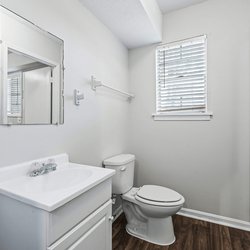 bathroom at Copper Creek Apartments located in Tuscaloosa, AL